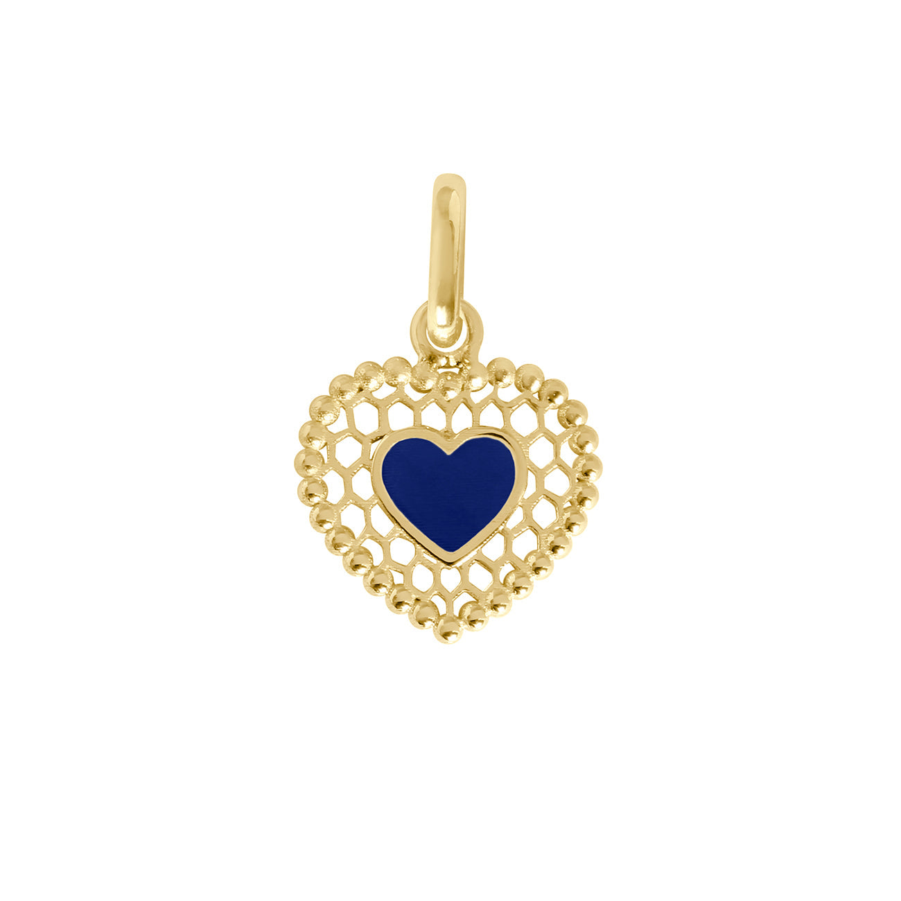 Gigi Clozeau - Pendentif Cœur Dentelle résine prusse, or jaune
