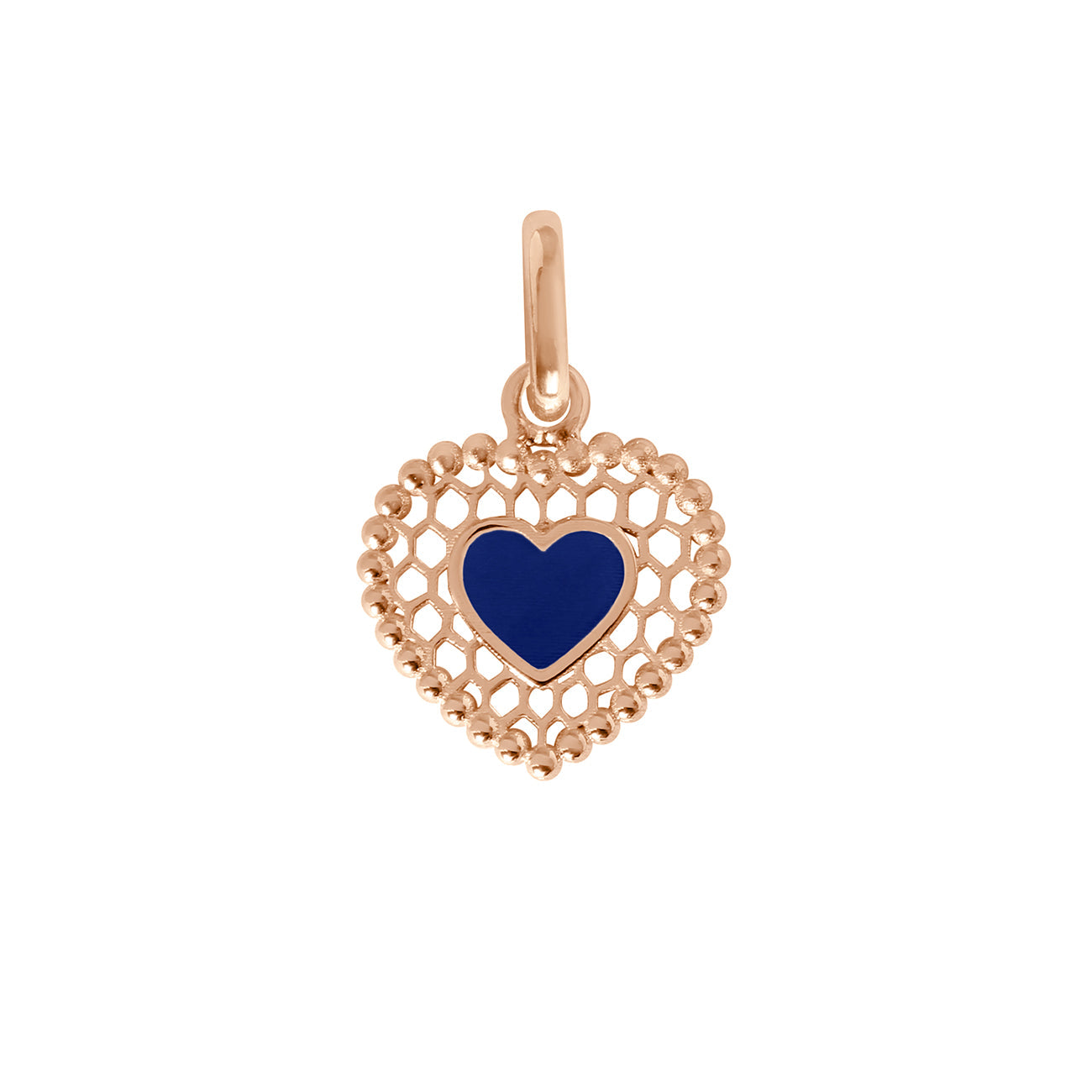 Gigi Clozeau - Pendentif Cœur Dentelle résine prusse, or rose