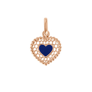 Gigi Clozeau - Pendentif Cœur Dentelle résine prusse, or rose