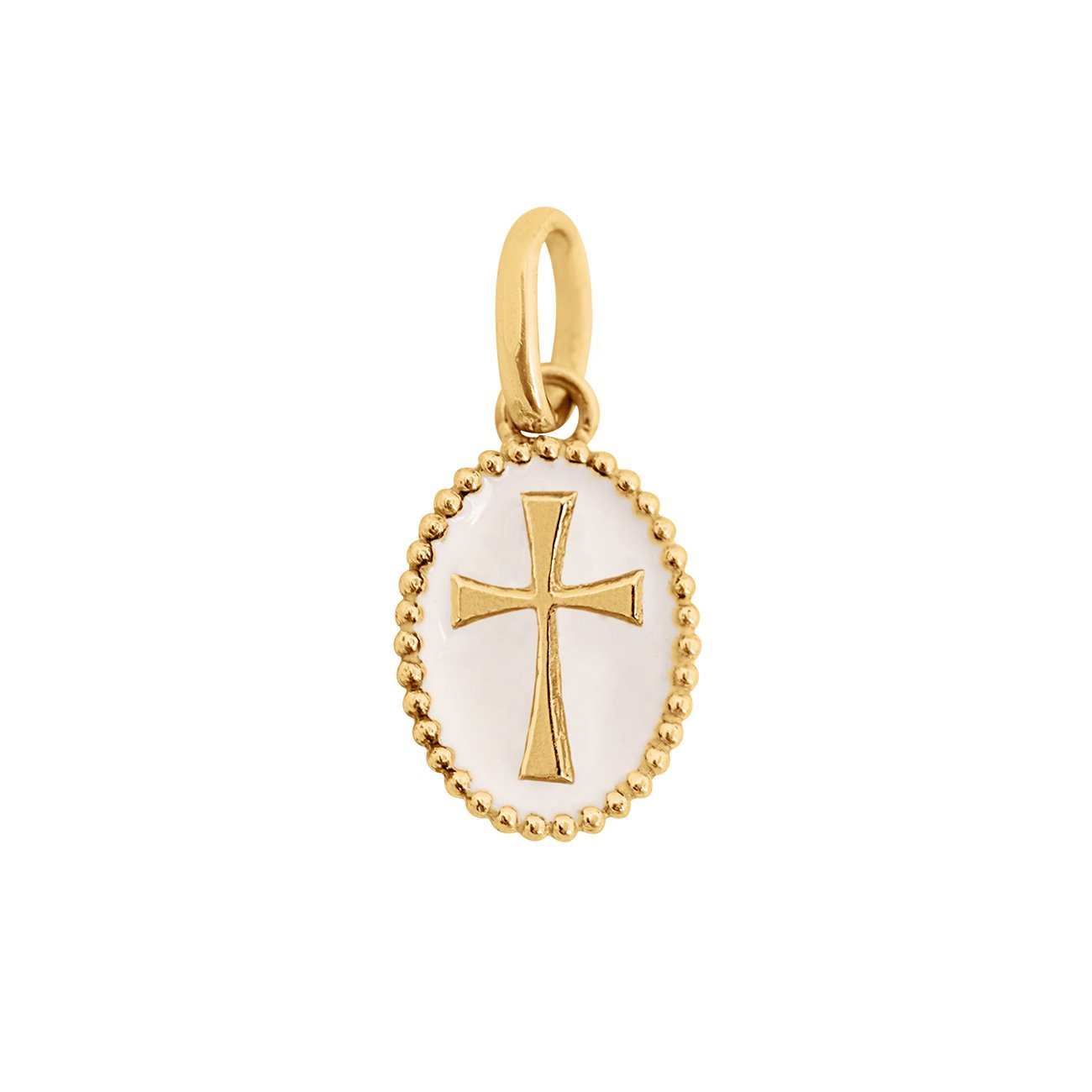 Gigi Clozeau - Pendentif Croix résine blanche, or jaune