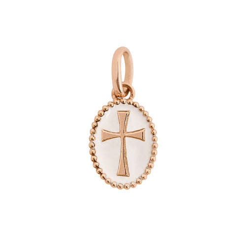 Gigi Clozeau - Pendentif Croix résine blanche, or rose