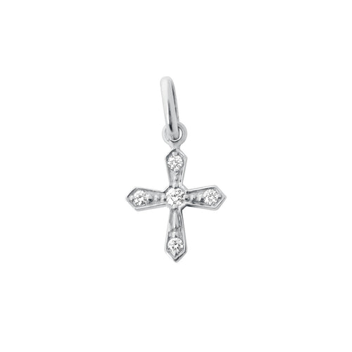 Gigi Clozeau - Pendentif Croix vintage, diamants, or blanc