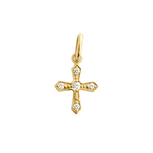 Gigi Clozeau - Pendentif Croix vintage, diamants, or jaune