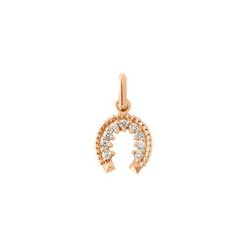 Gigi Clozeau - Pendentif Fer à cheval, diamants, or rose