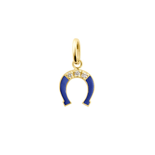 Gigi Clozeau - Pendentif Fer à cheval résine prusse, diamant, or jaune
