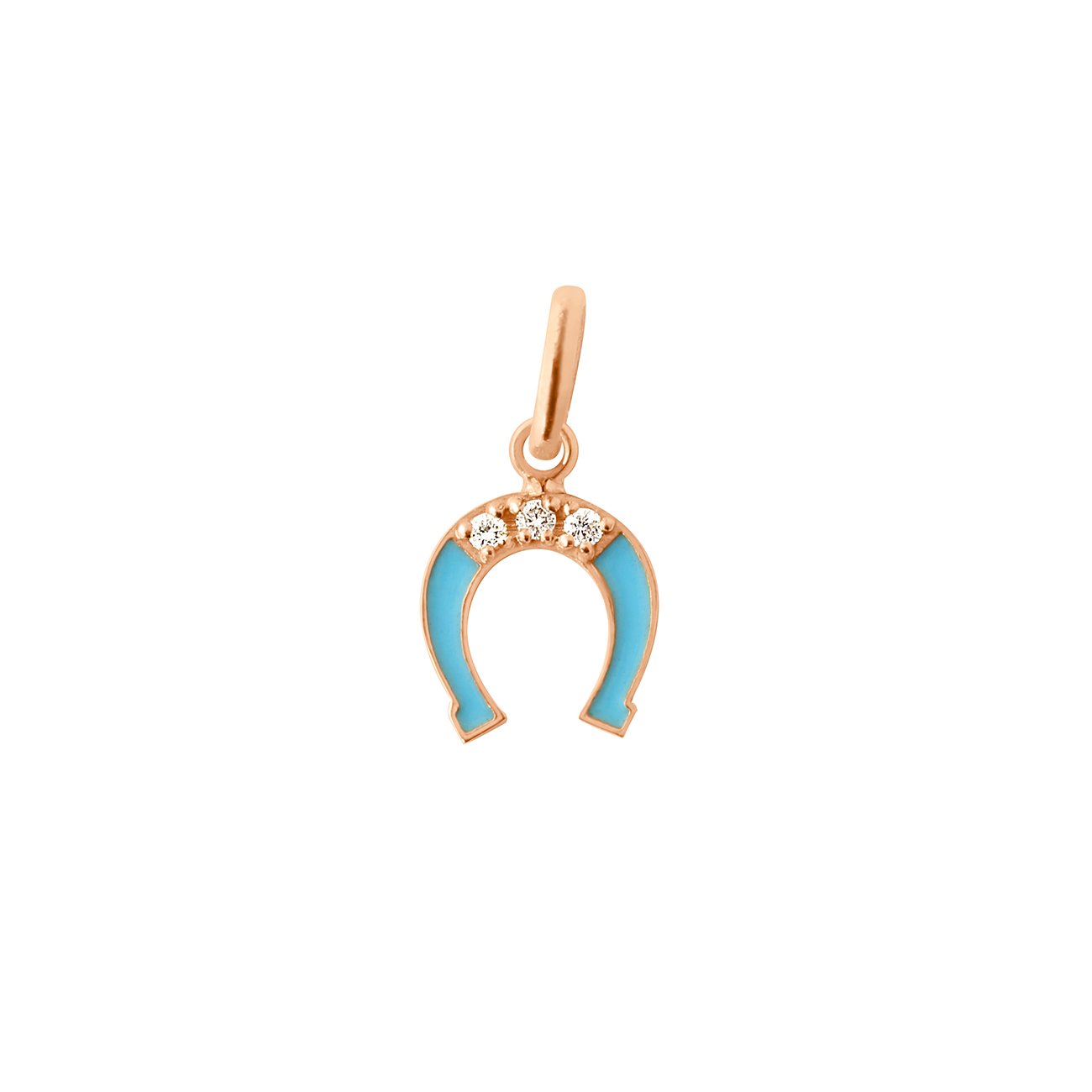 Gigi Clozeau - Pendentif Fer à cheval résine turquoise, diamant, or rose