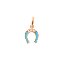 Gigi Clozeau - Pendentif Fer à cheval résine turquoise, diamant, or rose