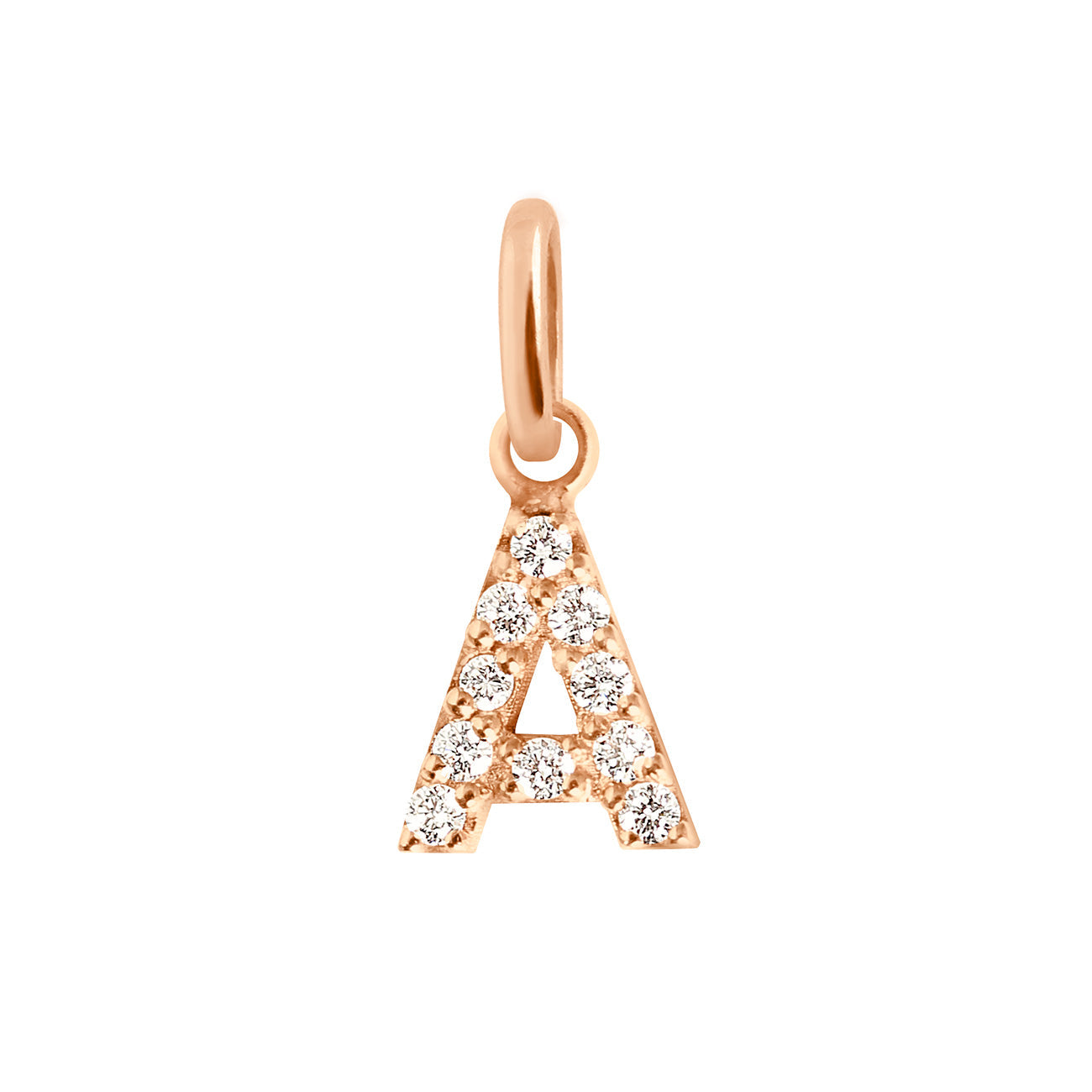 Gigi Clozeau - Pendentif Lucky Letter A, or rose, diamants