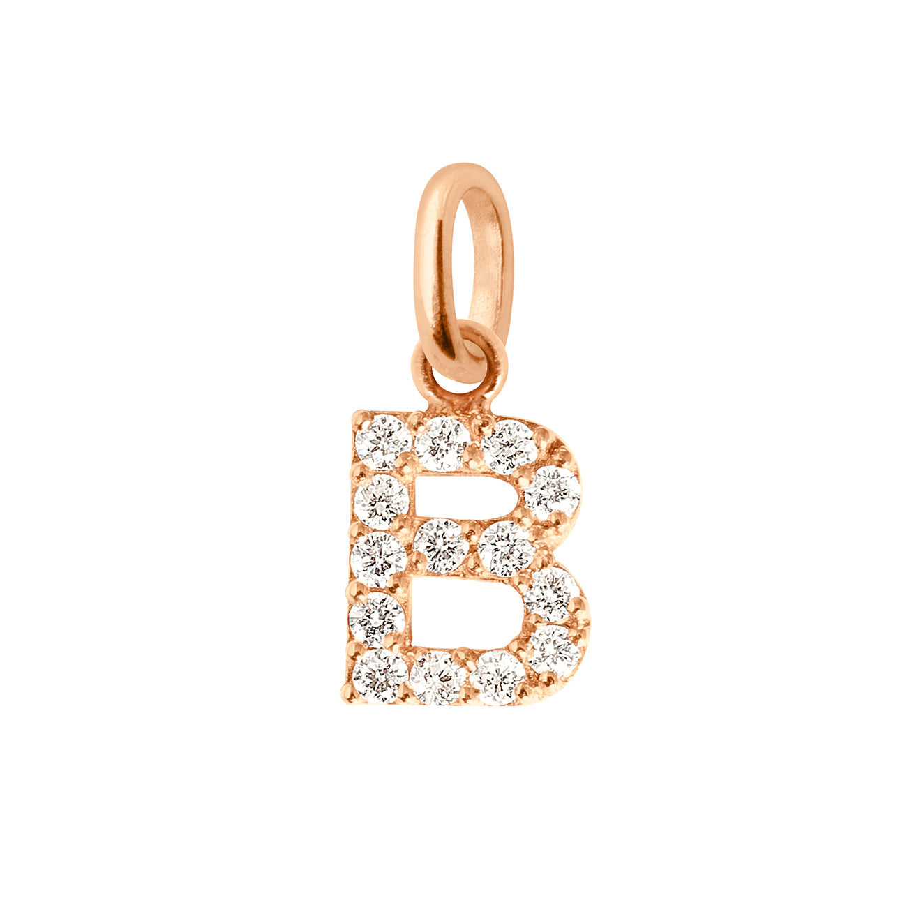 Gigi Clozeau - Pendentif Lucky Letter B, or rose, diamants