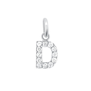 Gigi Clozeau - Pendentif Lucky Letter D, or blanc, diamants
