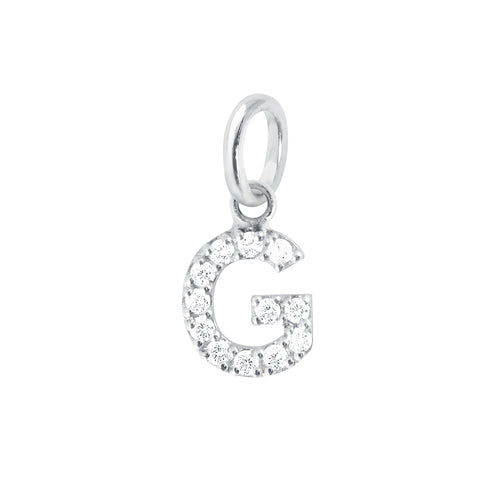 Gigi Clozeau - Pendentif Lucky Letter G, or blanc, diamants