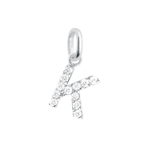 Gigi Clozeau - Pendentif Lucky Letter K, or blanc, diamants