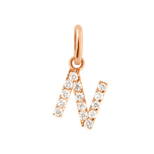 Gigi Clozeau - Pendentif Lucky Letter N, or rose, diamants