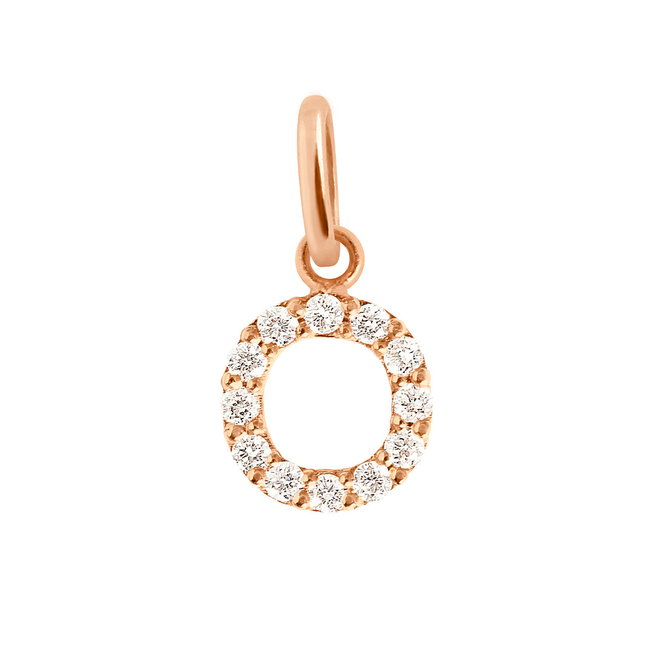 Gigi Clozeau - Pendentif Lucky Letter O, or rose, diamants