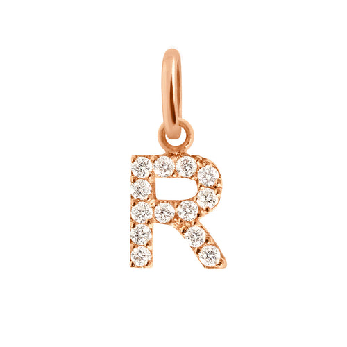 Gigi Clozeau - Pendentif Lucky Letter R, or rose, diamants
