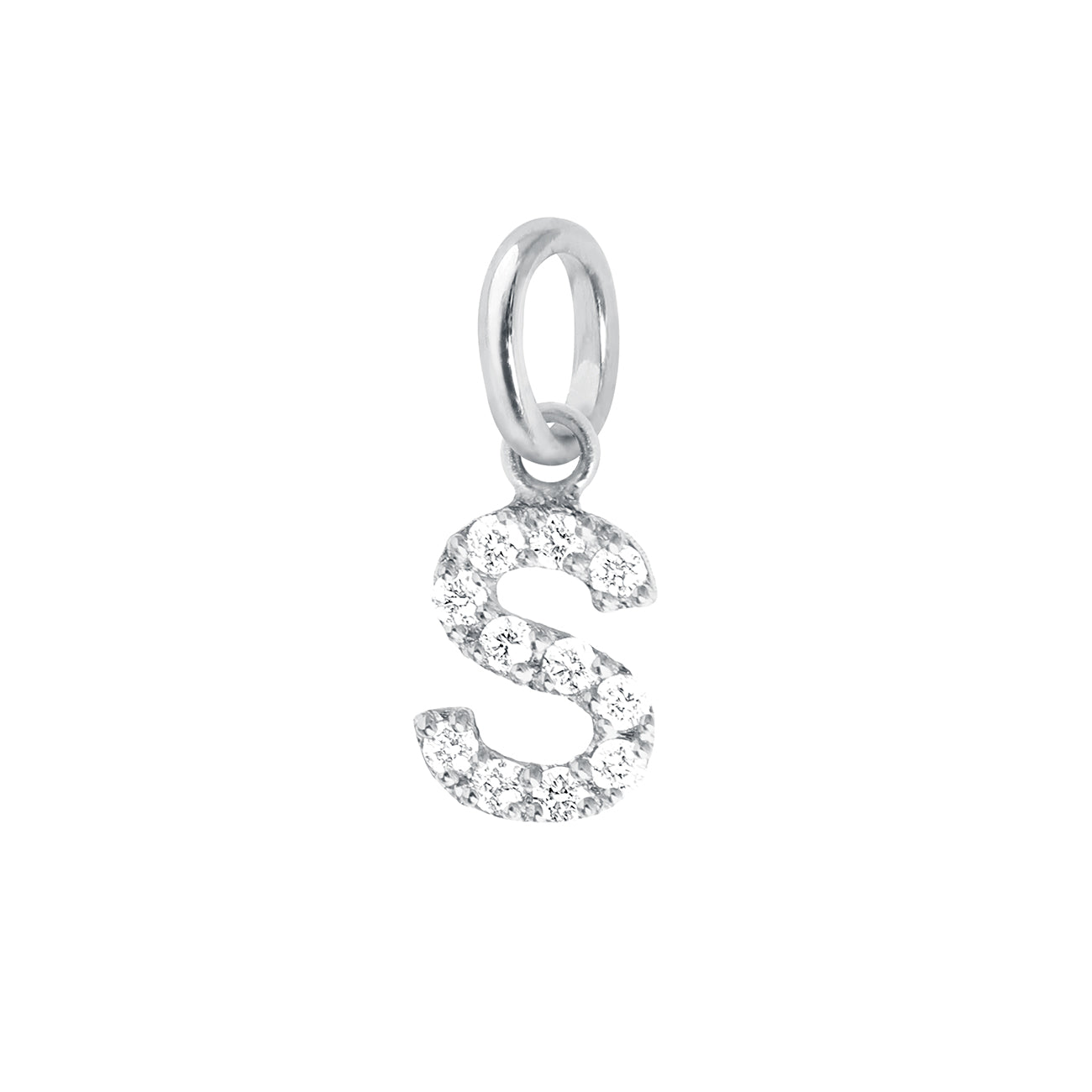 Gigi Clozeau - Pendentif Lucky Letter S, or blanc, diamants