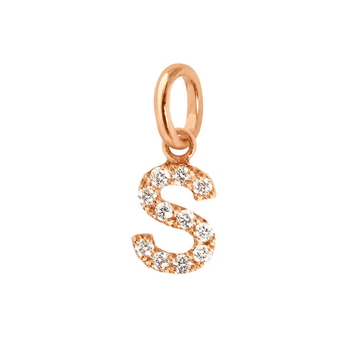 Gigi Clozeau - Pendentif Lucky Letter S, or rose, diamants