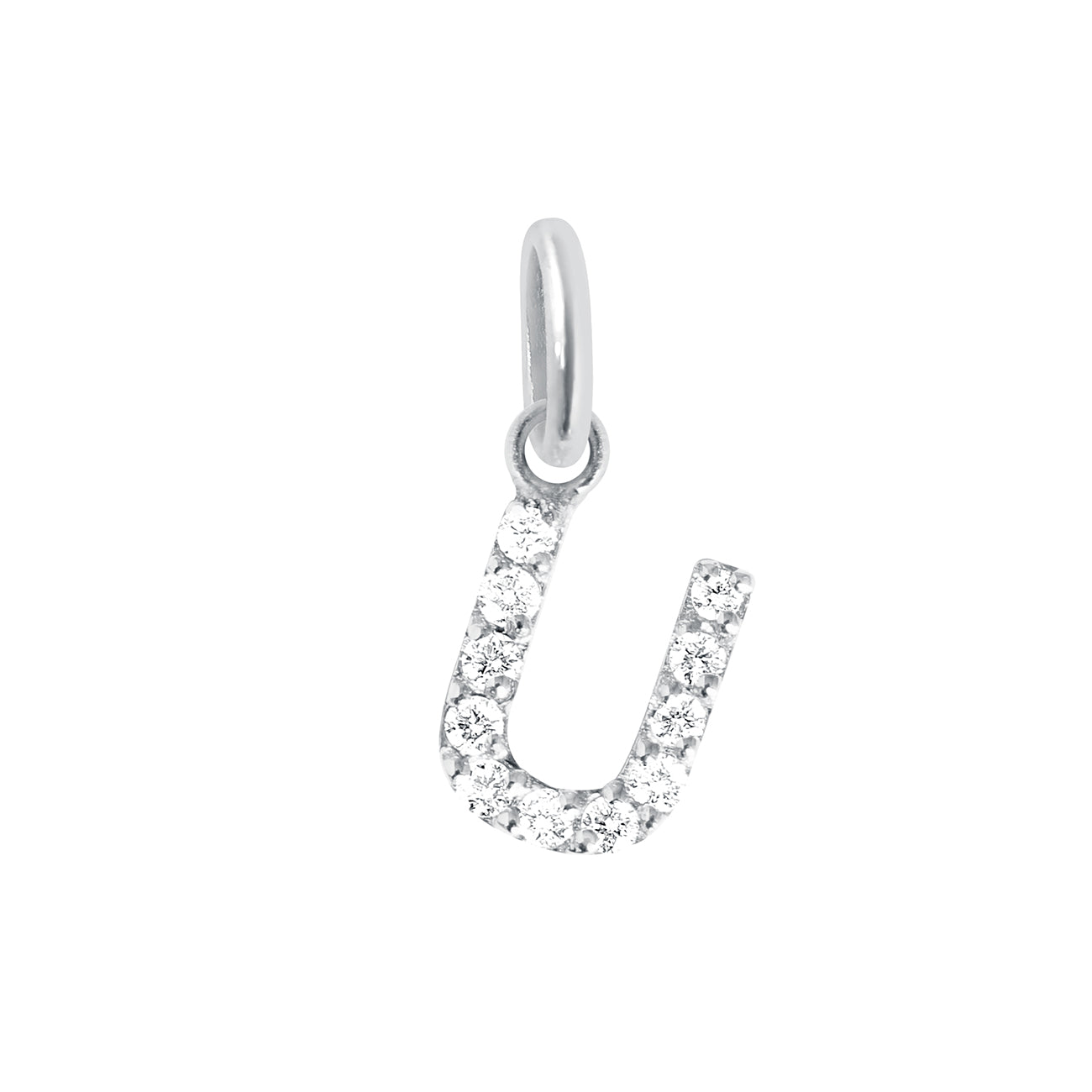 Gigi Clozeau - Pendentif Lucky Letter U, or blanc, diamants