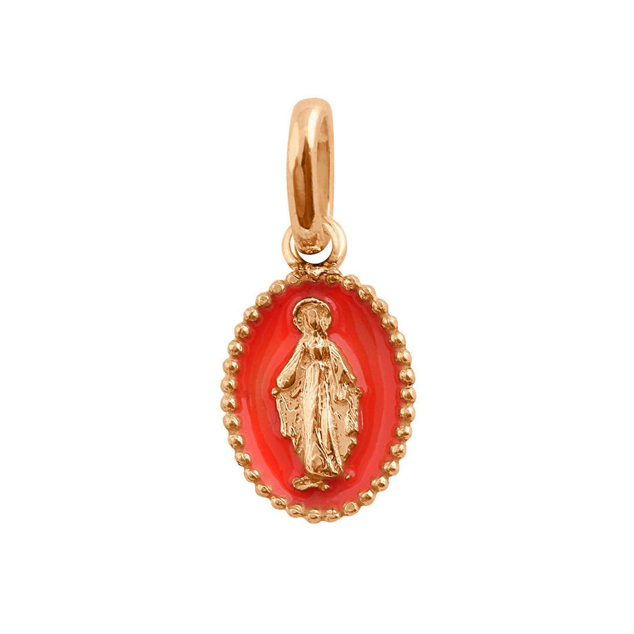 Gigi Clozeau - Pendentif Madone résine corail, or rose