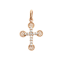 Gigi Clozeau - Pendentif Petite Croix Dentelle diamants, or rose