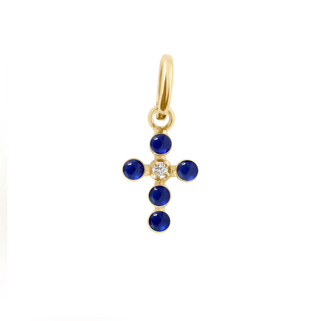 Gigi Clozeau - Pendentif prusse Croix Perlée, or jaune, 1 diamant