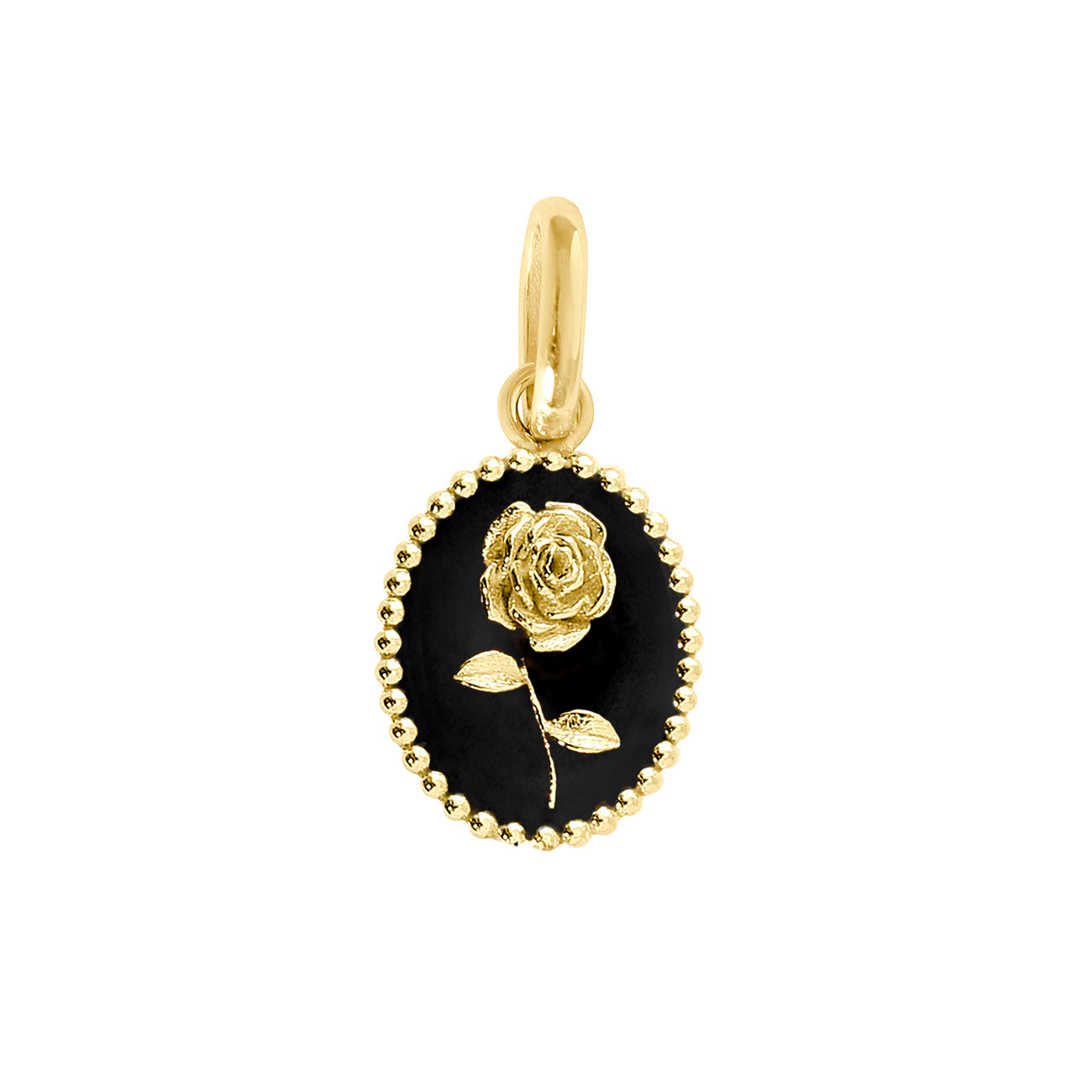Black Rose Pendant, Yellow Gold