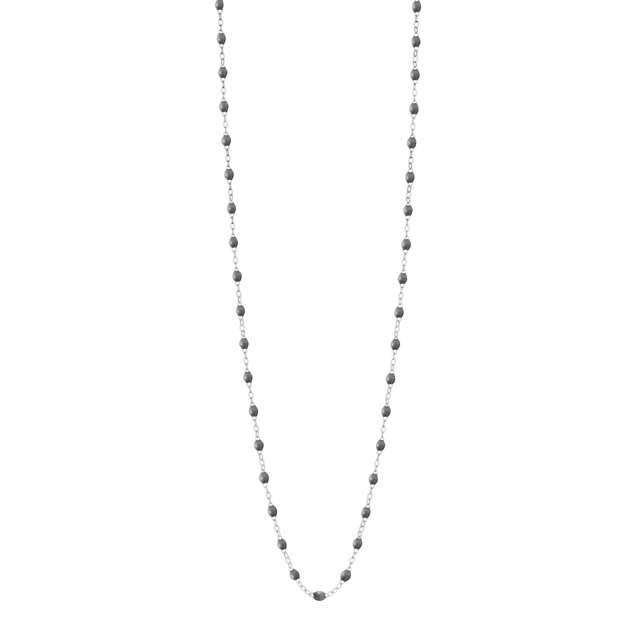 Gigi Clozeau - Sautoir gris foncé Classique Gigi, or blanc, 60 cm