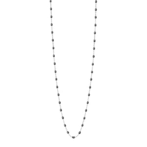 Gigi Clozeau - Sautoir gris foncé Classique Gigi, or blanc, 60 cm