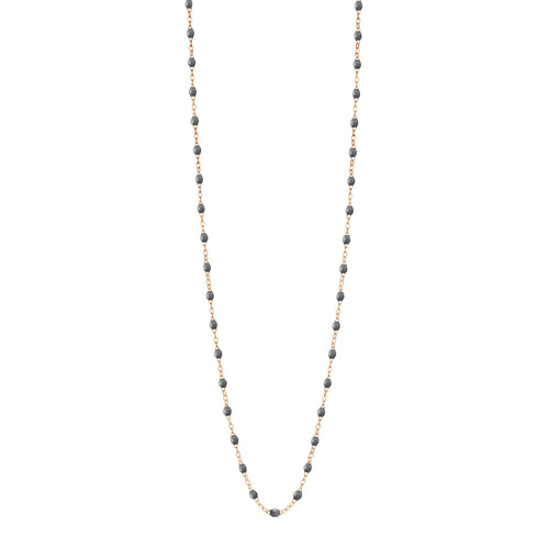 Gigi Clozeau - Sautoir gris foncé Classique Gigi, or rose, 60 cm