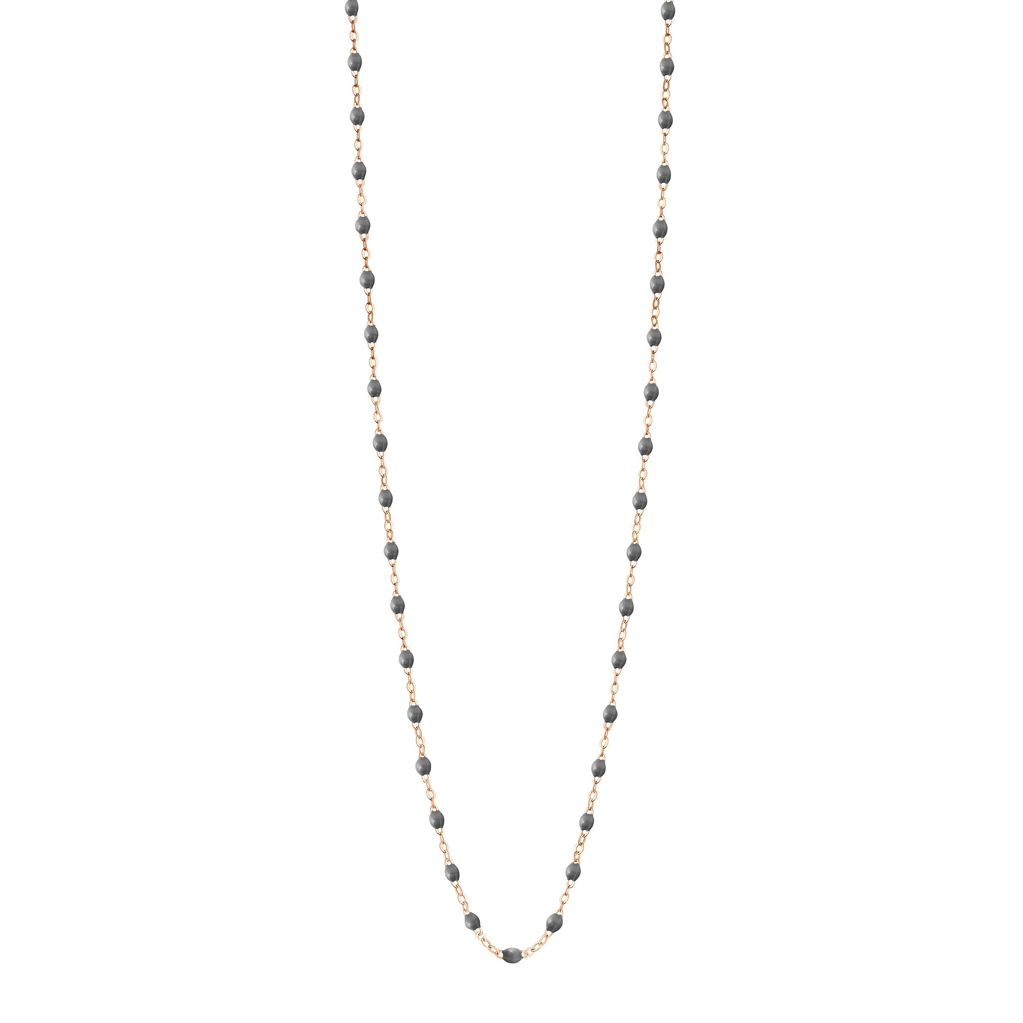 Gigi Clozeau - Sautoir gris foncé Classique Gigi, or rose, 86 cm