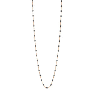 Gigi Clozeau - Sautoir gris foncé Classique Gigi, or rose, 86 cm