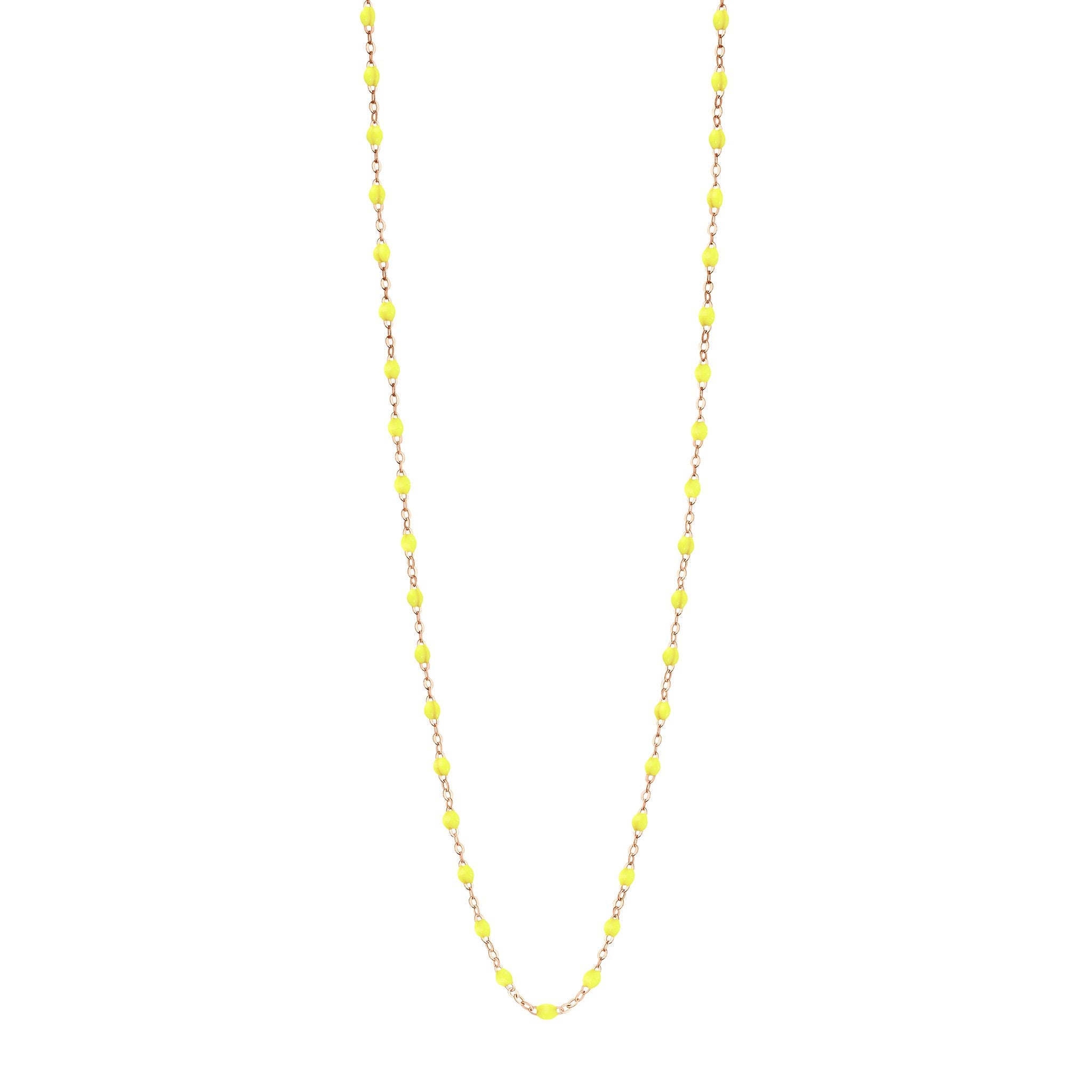 Gigi Clozeau - Sautoir jaune fluo Classique Gigi, or rose, 60 cm