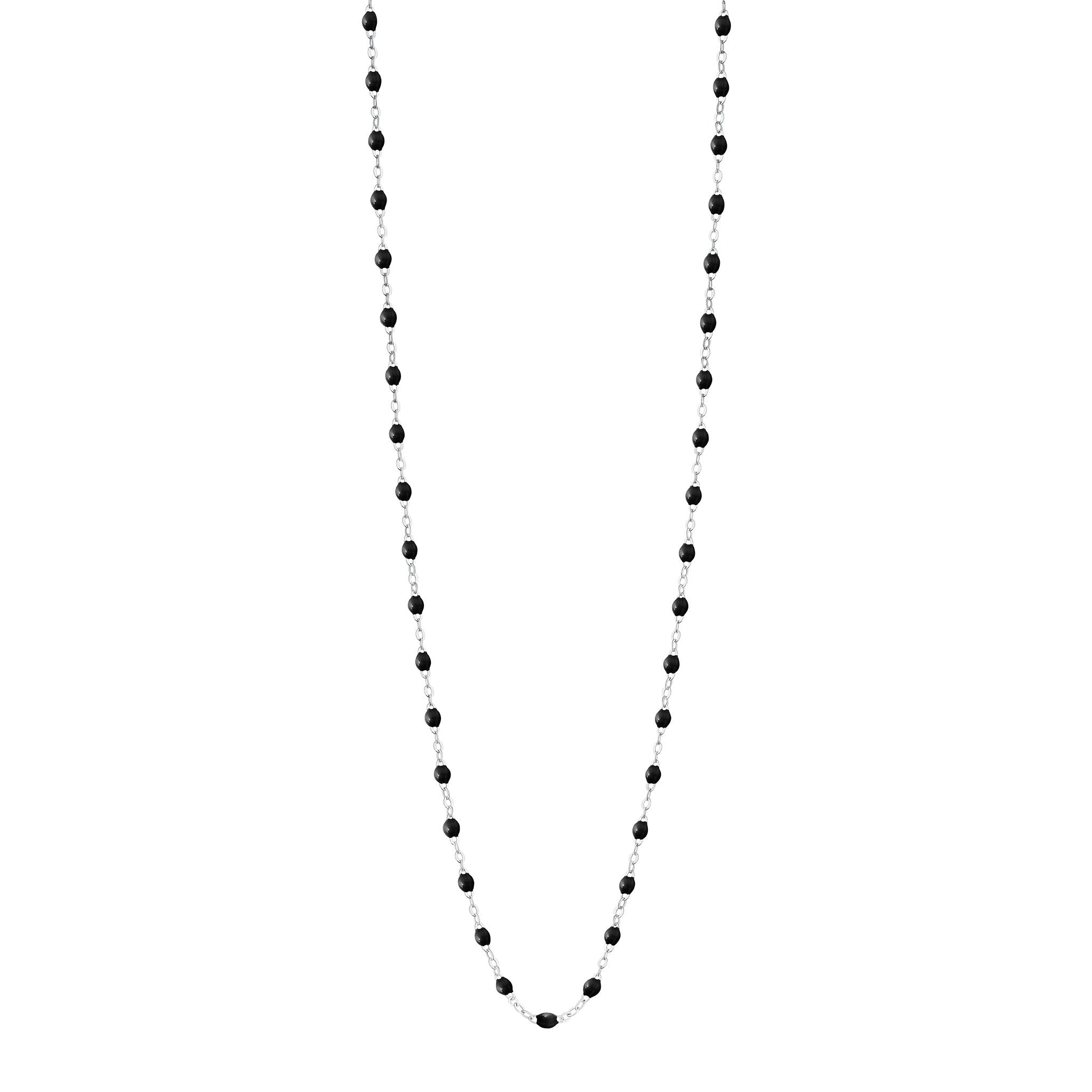 Gigi Clozeau - Sautoir noir Classique Gigi, or blanc, 60 cm