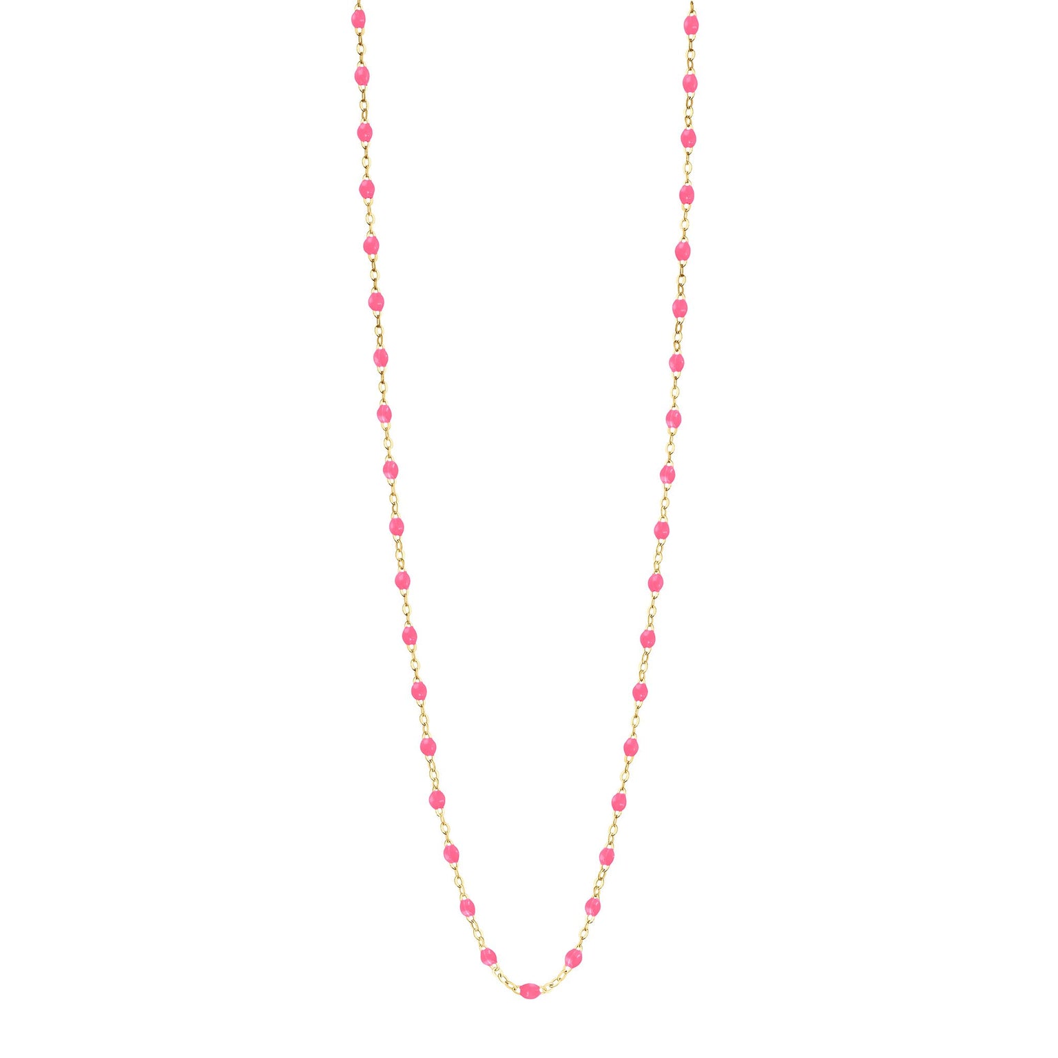 Gigi Clozeau - Sautoir rose fluo Classique Gigi, or jaune, 60 cm