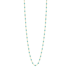 Gigi Clozeau - Sautoir turquoise vert Classique Gigi, or jaune, 60 cm