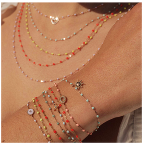 Gigi Clozeau - Bracelet corail Classique Gigi, or jaune, 15 cm