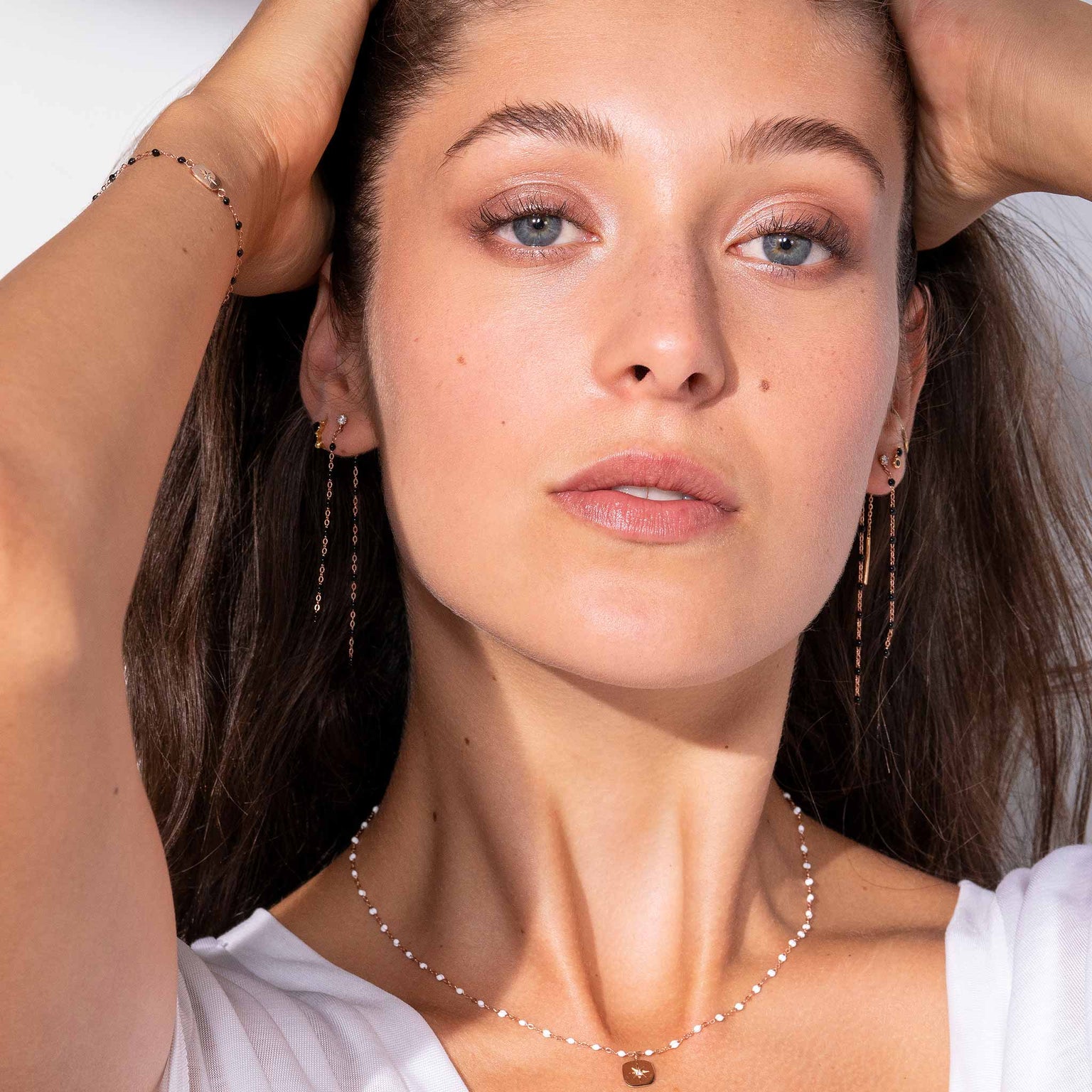 Gigi Clozeau - Boucles d'oreilles Dansantes Classique Gigi noire, diamants, or rose