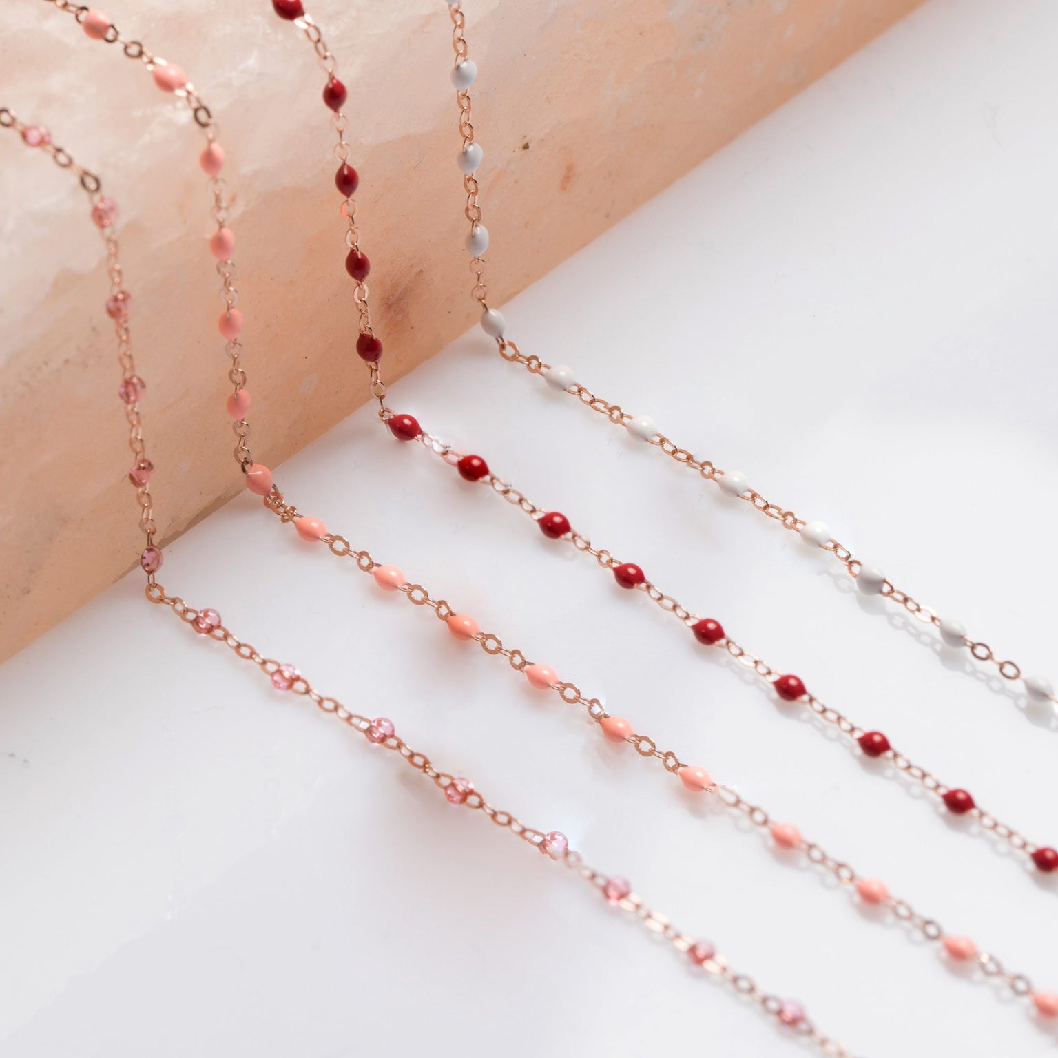 Gigi Clozeau - Sautoir saumon Classique Gigi, or rose, 60 cm